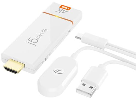 j5create ScreenCast 4K Wireless Display Adapter, unterstützt AirPlay & Miracast, Cast vom Handy, Tablet oder Laptop, Plug an Play, Keine Wi-Fi Verbindung erforderlich (JVAW76PRO)