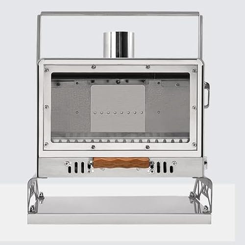 Poêle de camping portable à bois, poêle de camping, poignée de porte anti-brûlure, tuyau de cheminée et fenêtre en verre, augmente le chauffage de poêle à bois de tente portable pour pique-nique