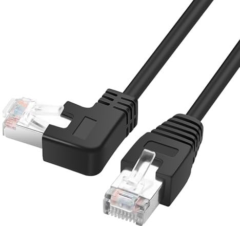 YACSEJAO RJ45 90 Degree Ethernet Cable Cat6 RJ45 Male to Right Angle Network Patch Cords Choose from Multiple Angle Lengths (Right Angle, 0.5M/1.6FT)