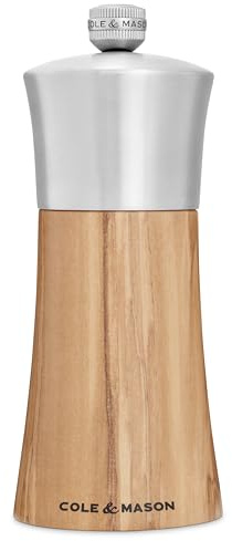 Cole & Mason Bromley Salzmühle, 15,2 cm (6 Zoll), ultra-scharfes Mahlwerk, Salzstreuer, Geschmacksverbesserung, nachfüllbare Mühle mit verstellbarem Mahlwerk, Olivenholz