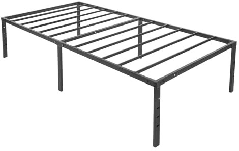 Plattform Bettgestell aus Metall, Hochbettgestell mit Lattenrost, Hochbett-Rahmen, Bettrahmen 95 x 190 cm, Höhe 45 cm, Hochplattform Bettgestell, Für Erwachsene, Kinder, Jugendliche, Einfache Montage