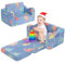 Kidirect Kindersofa Ausklappbar 2 in 1, Kinder Sofa Kinderzimmer aus Samt mit Schaumstoff, Kindercouch Kindersofa mit 8cm dicken Armlehnen, Sofa Kinder für Kuschelecke Kinderzimmer, Blauer Dinosaurier