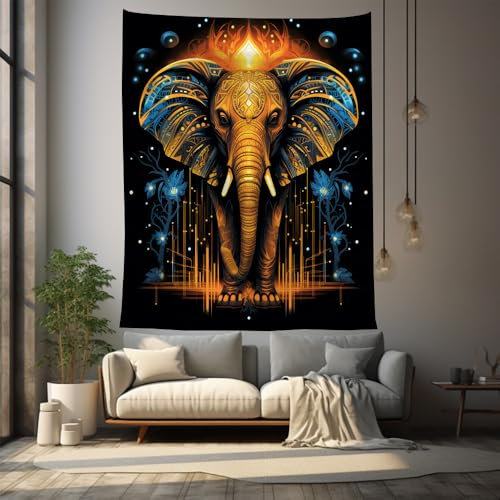 SHATSS Wandtuch Goldener Elefant Wandteppiche Wandbehang Tapisserie, Wandteppich Wandtuch Wandkunst Tapisserie,Wohnzimmer Schlafzimmer150X130Cm