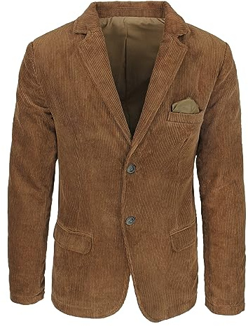 Giacca Uomo Invernale Velluto a Coste Elegante Casual Due Bottoni