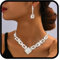 Fashband Kristall-Braut-Hochzeitsschmuck-Set, silberne Strasssteine, Halskette und Ohrringe, formeller Modeschmuck für Frauen und Bräute (S-2, Einheitsgröße)
