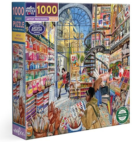 eeBoo Artist Provisions-Puzzle für Erwachsene, 1000 Teile aus recyceltem Karton und pflanzlicher Tinte, Maße 58,5 cm x 58,5 cm, PZT123