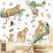 wondever Wandtattoo Safari Tiere Leopard Wandaufkleber Dschungel Tiere Geparden Reben Faultier Wandsticker Wanddeko für Kinderzimmer Babyzimmer Schlafzimmer