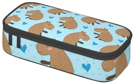 Federmäppchen mit Tiermotiv und Capybaras-Muster, Stifteetui, Kosmetiktasche, Schreibtisch-Organizer, Box für Büro, Damen, Herren, mehrfarbig, 8.3x3.7x2, Federmäppchen