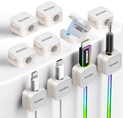 Magnetic Cable Clips Cord Organizer Holder,10-Pack Cable Management Cord Clips,Adhesive Phone Cable Wire Charger Cord Organizer For Nightstand Desk Charging Cords Wall Car Desktop Office (10, white)