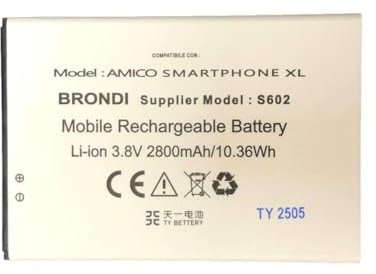 TY BETTERY® Batteria Compatibile con BRONDI Modello S602 Amico Smartphone XL