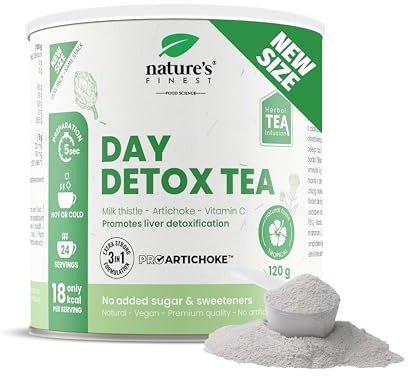 Nature's Finest Day Detox Tea, Instant-Tee 600 g (5er Pack) | Instant-Teemischung mit Weißtee-Extrakt, Mariendistel, Artischocke & Vitamin C - tropischer Geschmack