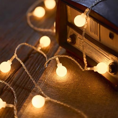 MUCHER Fairy Lights Globe Battery Operated 6M 40LED Ball String Light 2 Lighting Modes for Indoor Lighting, Bedroom, Christmas, Wedding, Party, Halloween, Valentine, Camping