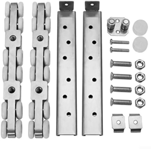 ComfyHarbor 12-Rad-Schiebetür-Hardware-Kit aus Edelstahl, robustes Doppelschienensystem für glatte Schiebetüren aus Holz oder Glastüren, für den Innen- und Außenbereich