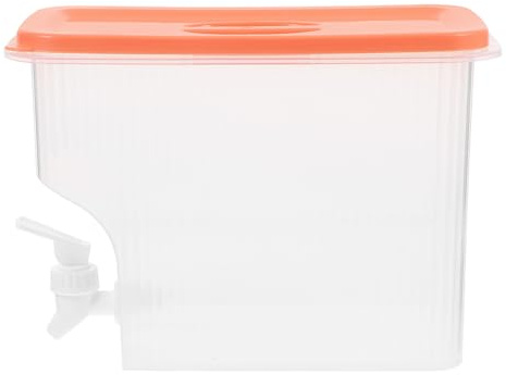 NUOBESTY Ice Beverage Dispenser with Spigot for Fridge, 3.5l Cold Water Pitcher in Vibrant Orange, Party Drink Container for Iced Tea, Lemonade, and Summer Refreshments