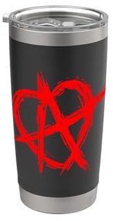 Anarquía De Las Relaciones Símbolo Corazón Amor Libre Poli Vaso térmico de acero inoxidable de doble pared