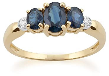 Gemondo Saphir Ring, 9 Karat Gelbgold 1,03ct Saphir & Diamant Ring