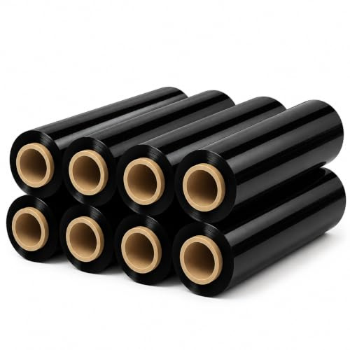 TELECAJAS | Film Estirable Negro Opaco | 23 micras - 1,5 kg/ud - 125 mts - 1 Caja (6x uds.)