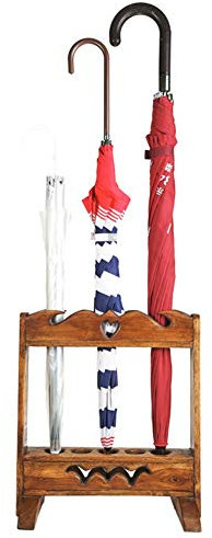 Schirmständer GUOYANHOME Regenschirmständer Hölzerner Regenschirmstandplatz, Chinesischer Retro- Dekorativer Stockmultifunktionsstandplatz, 20X35X39CM