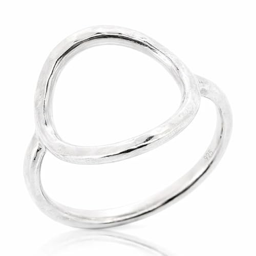 Sovats 925 Sterlingsilber Offener Kreis Ring, Minimalistisch Organisch | Minimalistischer organischer Look, offenes Design, zartes modernes stapelbares Geschenk für Damen, nickelfrei, Schmuckbox