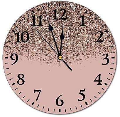 VinMea Blush Pink Rose Gold Bronze Cascading Glitter Wall Clock Silent Non Ticking Decorative Home Decor Wall Clock Round,12 Inch