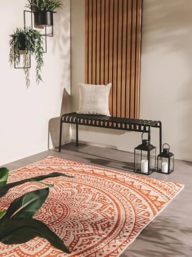benuta Nest Teppich Cleo - Kunstfaser - Outdoor geeignet - Rechteckig & im Style: , Ethno-Style, Orient Style - Pflegeleicht für Wohnzimmer Schlafzimmer | Orange | 120x170 cm
