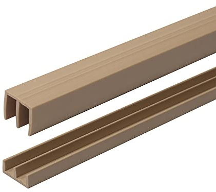 Ensemble de rail de porte coulissante en plastique beige de 91,4 cm de long pour panneaux de 6 mm d'épaisseur (lot de 1) par Outwater Plastics