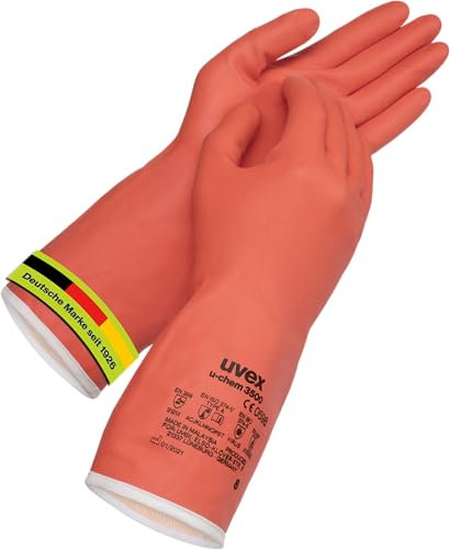 Uvex u-chem 3500, 1 Paar - Chemikalienschutzhandschuh gegen Aceton, Putzmittel, Kleber & Lösungsmittel - robust & flexibel - orange