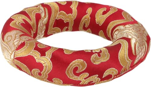 Klangschalenkissen, Kissenring für optimale Schwingungen, rot, 12 cm | Hochwertiges Kissen aus Viskose, Baumwollfüllung, handgefertigt, ideal für Klangschalen, verschiedene Größen verfügbar.