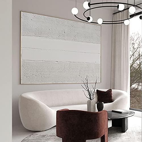 Abstrakte Malerei Leinwand Kunst Beige Wandmalerei Große Wandkunst Übergroße Textur Malerei Moderne Wohnwand Kunstwerk Dekor 40x90cm (16x35in) Mit Rahmen