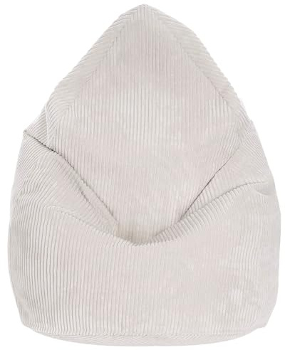 DreamRoots Sitzsack Erwachsene Cord 80x80x120 cm, White Dove | Bean Bag Chair, mit Füllung, Lehne & Bezug, Sitzsack für Teenager & Erwachsene, Sitzkissen Boden