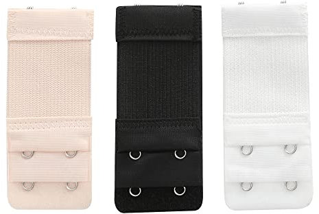 TRIXES 3 cinghie di estensione del reggiseno – estensioni elastiche da donna per reggiseni, 2 file di ganci su ogni reggiseno – set da 3 pezzi in nero, beige e bianco