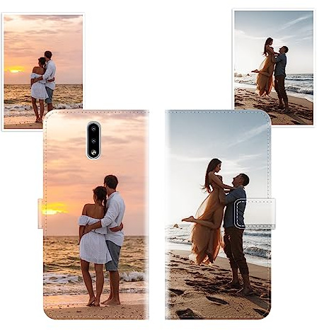 Sunrive Personalisierte hülle kompatibel mit Nokia 2.3 Handyhülle Benutzerdefiniert,Schutzhülle Lederhülle handykette universal Etui mit Eigenem Foto Bild Text Individuelle
