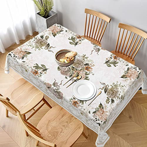 Retro Vintage Hydrangea Tablecloths Polyester Table Cloth for Kitchen Dinning Table Washable Table Cover for Parties Wedding Picnic
