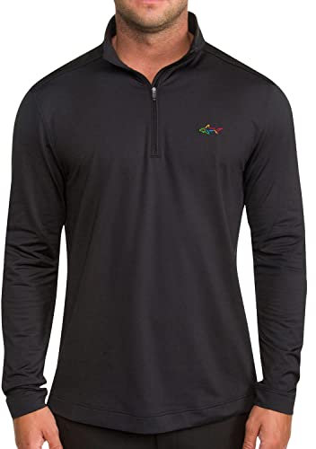 Greg Norman Performance Quarter Zip Pullover | Mens Workout Pullover | Quarter Zip Pullover Men - Black Medium