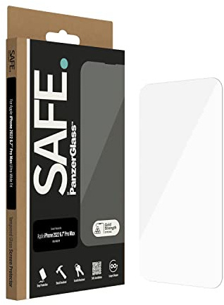 PanzerGlass SAFE Screen Protector for iPhone 14 Pro Max - scratch proof tempered glass iPhone screen protector with full screen coverage - anti-bacterial, fingerprint resistant and shockproof