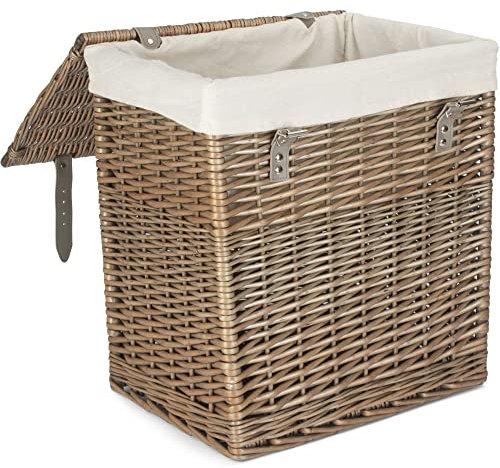 Red Hamper H189W/1 Grey Small Boutique Antique Wash Storage Laundry Basket With Lining