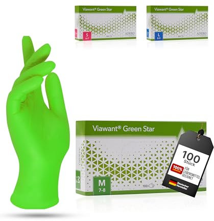 Einweghandschuhe 100 Stück | M | Nitrilhandschuhe Grün | Puderfreie, latexfreie Einmalhandschuhe | Reißfest & feinfühlig | EN 455 & EN 374 | Gr. S, M, L