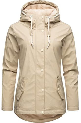 Ragwear Damen Winterjacke kurze Regenjacke wasserdicht warm gefüttert mit Kapuze Marge Sand23 Gr. XXL