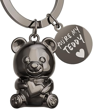 ANKERPUNKT Teddybär Schlüsselanhänger Herz - Geschenke beste Freundin, Freund - Partner Liebe Paare Jahrestag Geschenk Glücksbringer Teddy - Gravur you´re my teddy schwarz