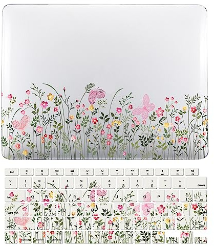 Laptop Cover Case Compatible with MacBook Pro 16 inch with Touch Bar and Touch ID Model A2141 Released in 2020 2019, 3D Painted Plastic Protective Hard Shell Case & Keyboard Cover, Pink Butterfly