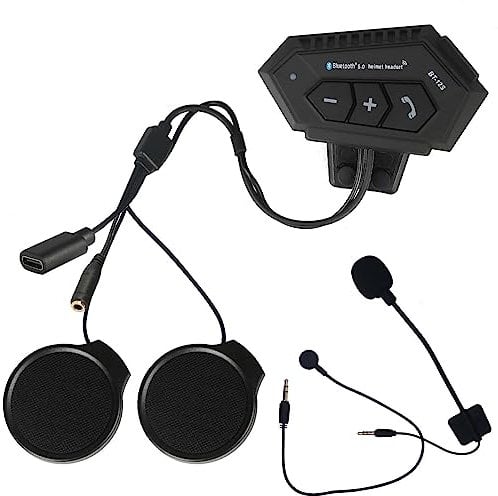 BOROCO Motorcycle Helmet Speakers, BT12S Wireless Bluetooth Earphone Handsfree Stereo Headphones IP67 Waterproof, 2000mAh Super Long Battery Life, 5S Automatic Answer/Music Control/Intelligent Noise