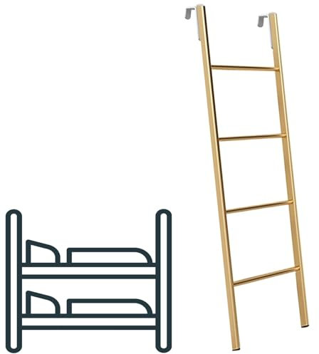 Adjustable Portable RV Metal Bunk Ladder Gold, Lightweight Hook-on High Bed Climb Ladder, Safety Ladder for Dorm/Travel Trailer/Camper Car (Color : Floor-standing, Size : 116cm (45 5/8))