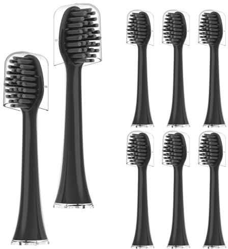 8er, MERUYOO Ersatzbürsten für zahnheld wechselköpfe,bürstenkopf kompatibel mit zahnheld schallzahnbürste Toothbrush heads for 3Zahn-black