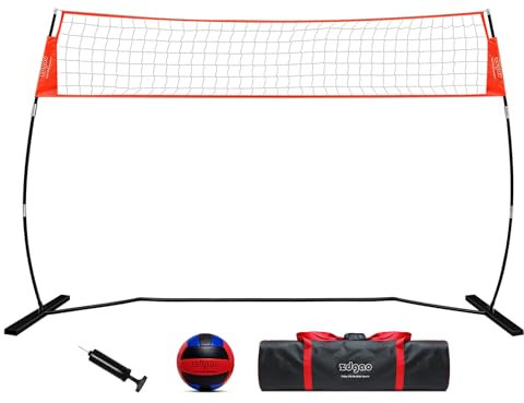 Zdgao Freistehendes Volleyball-Trainingsnetz für drinnen, draußen oder Hinterhof, tragbares Volleyball-Übungsnetz mit höhenverstellbarem Ball, Tragetasche zum Schlagen oder Servieren von Übungen