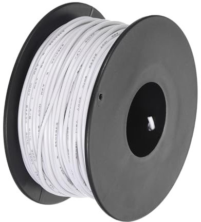 sourcing map 24AWG Wire 24 Gauge Stranded Wire PVC Hookup Wire 30M/100ft White, Electrical Wire UL1007 Spool Tinned Copper Wire for Internal Connecting Wire, Marine