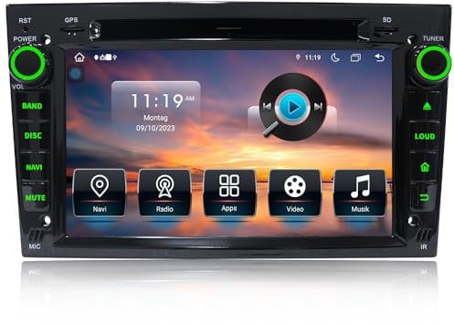 Autoradio Android 13 Double DIN pour Opel Corsa D/Astra H, 7 Tactile Bluetooth GPS CarPlay WiFi USB RDS CD/DVD – 4Go RAM + 64Go, Support Commande Volant