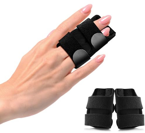 VerteLife 2 Stück Fingerschiene Verbesserte Fingerschutz Einstellbar Finger Schiene Fingerstütze Neopren Finger Stabilisator Fingerbandagen Bequemer Finger Ärmel für Arthritis und verletzte Finger