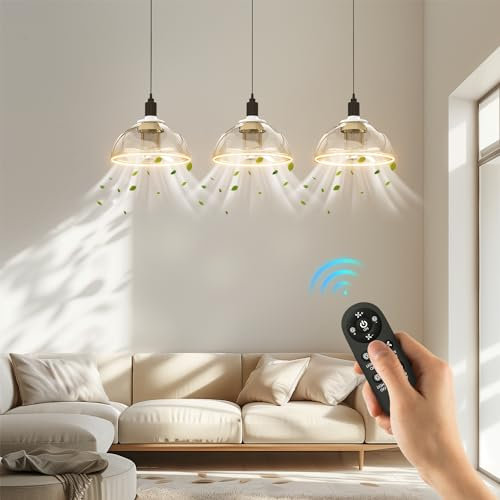 Kawaya Klein LED Deckenventilatoren mit Beleuchtung und Fernbedienung Durchmesser 20CM Leise Klein Deckenventilator Dimmbar Lampe Mit Ventilator Einstellbare Windgeschwindigkeit für Schlafzimmer