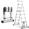 Fiqops 2.0M+2.3M Teleskopleiter 6 + 7 Stufen Klappleiter A-Rahmen Max Belastung 150 KG/330 Pfund, Aluminium Ausziehleiter für Dachreparaturen, gefaltete Größe 69cm