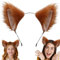 SMELEYOU Katzenohren Cat Ears Ohren Haarreif Katzenohren Stirnband Kunstfell Furry Ohren Haare Hoop Katze Cosplay Party Kostümzubehör Süßes Katzen Stirnbänder für Mädchen Frau Frauen Braun